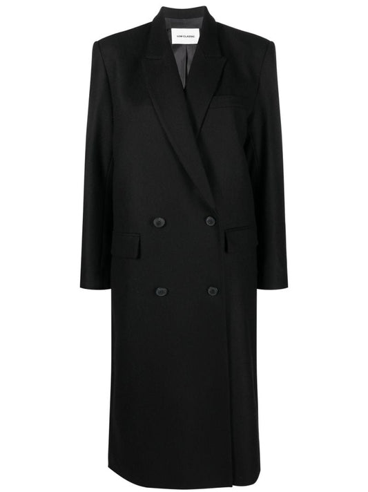 Black Double-breasted Longline Coat