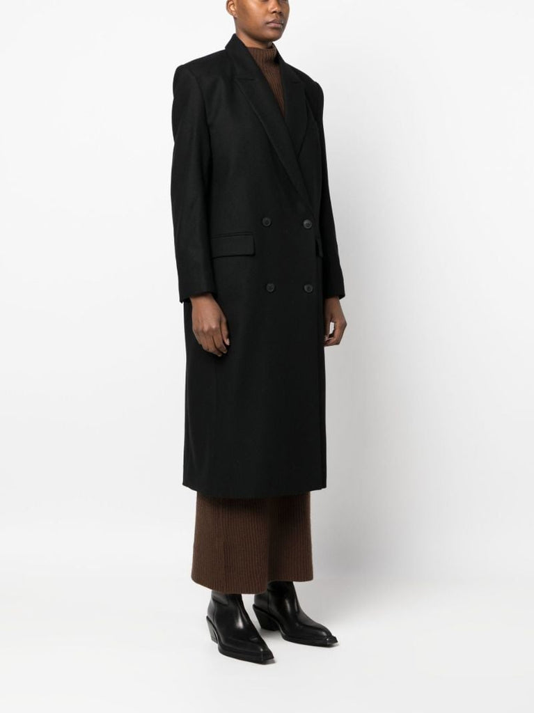 Black Double-breasted Longline Coat