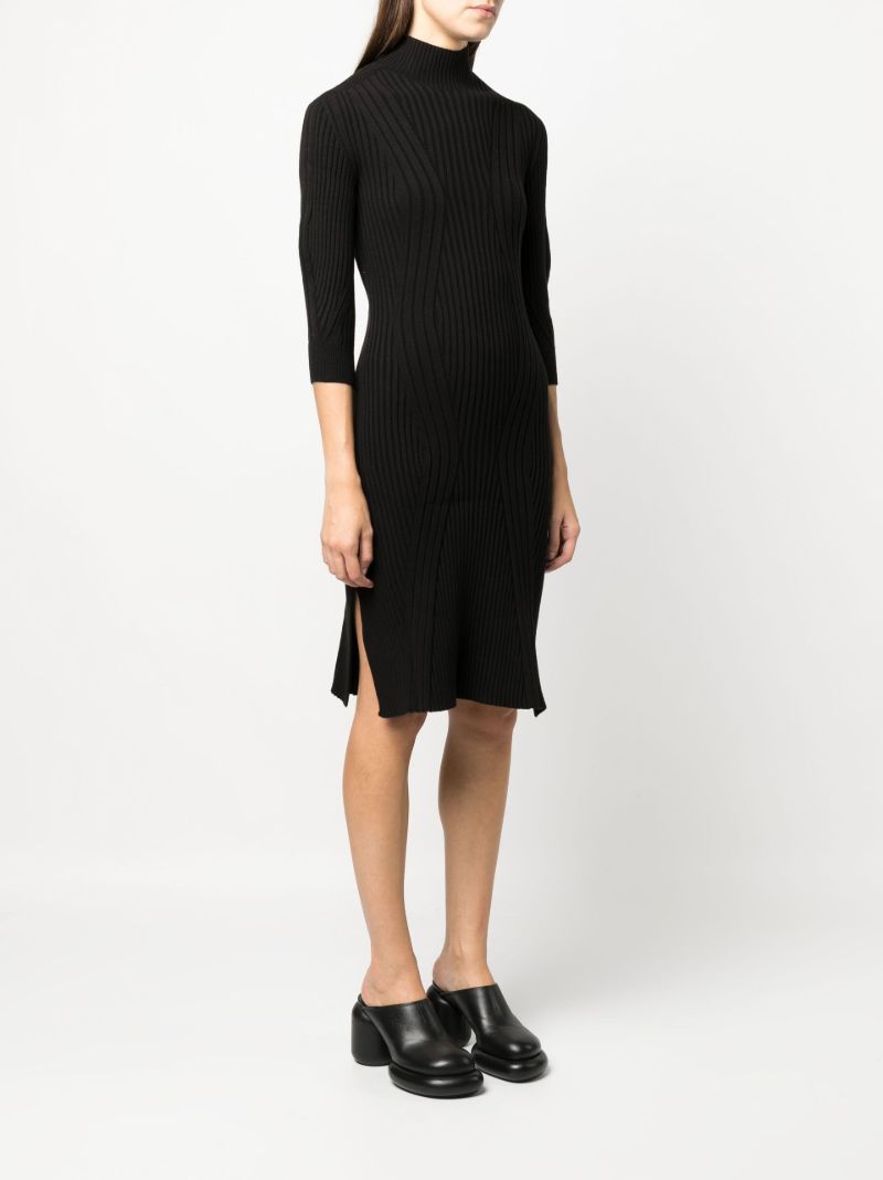 Black Ribbed-knit Midi Dress
