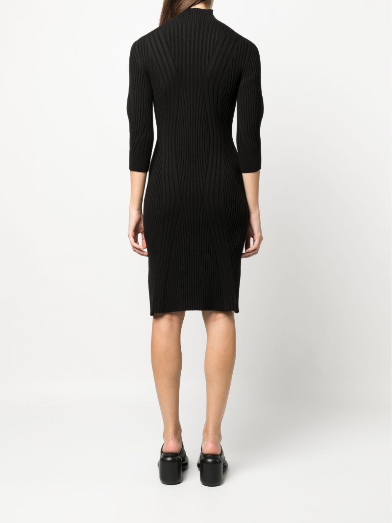 Black Ribbed-knit Midi Dress