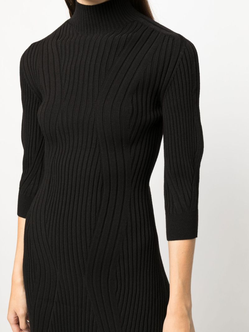 Black Ribbed-knit Midi Dress