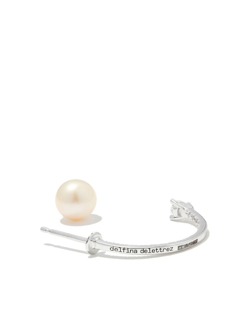 18k White Gold Dots Pearl and Diamond Single Earring