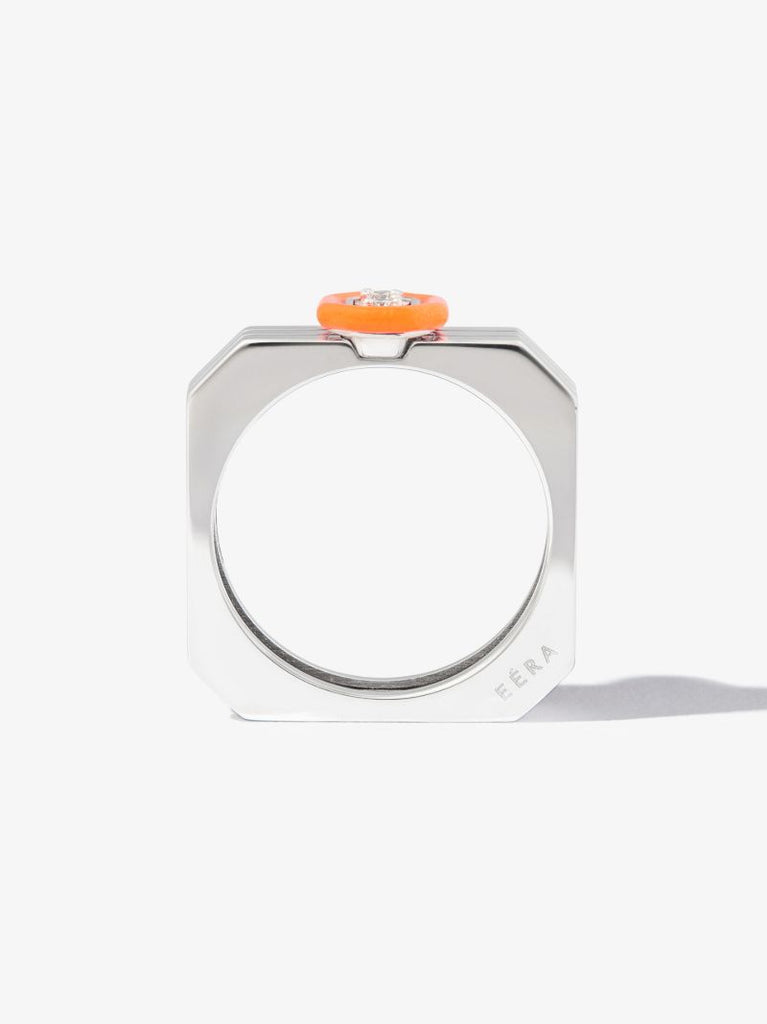 18k White Gold Diamond Enamel Ring