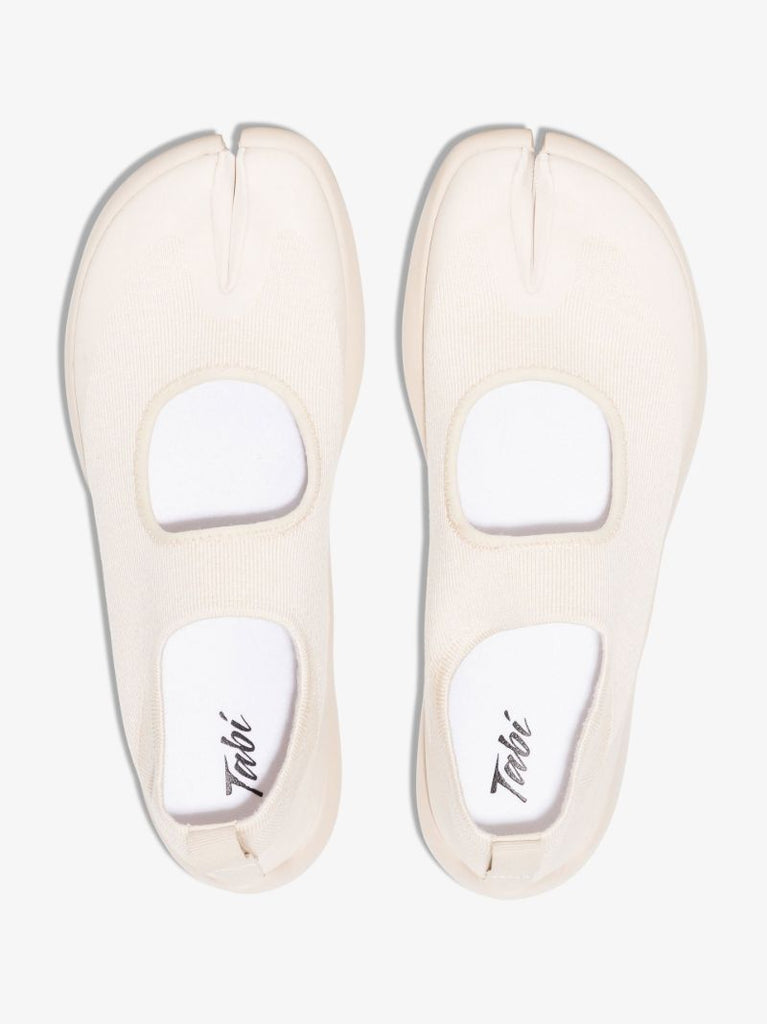 Cream Slip-on Knit Sandals