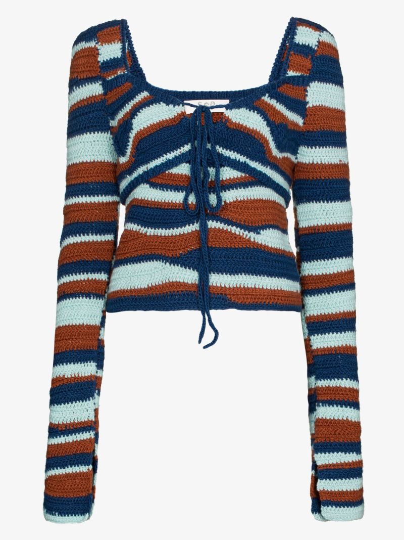 Blue Wavey Merino Wool Sweater