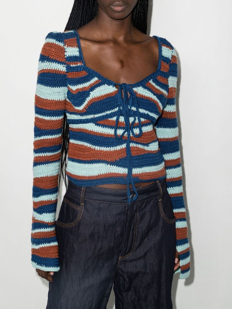 Blue Wavey Merino Wool Sweater
