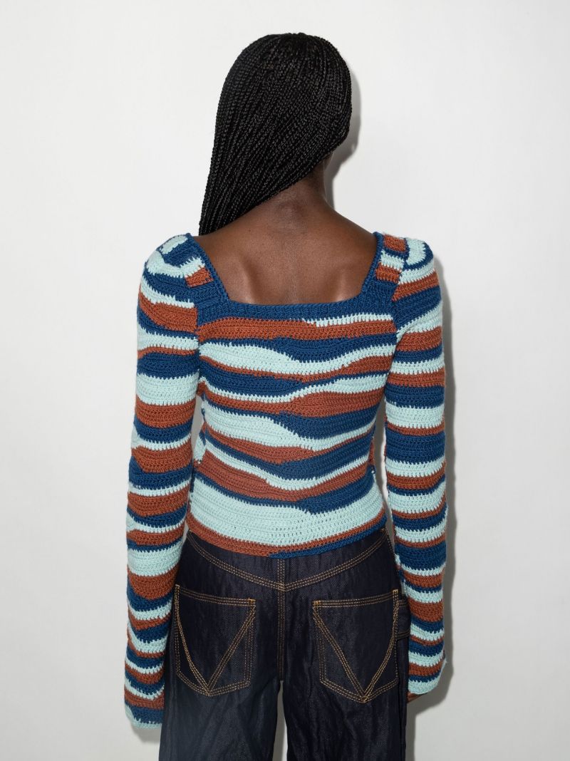 Blue Wavey Merino Wool Sweater