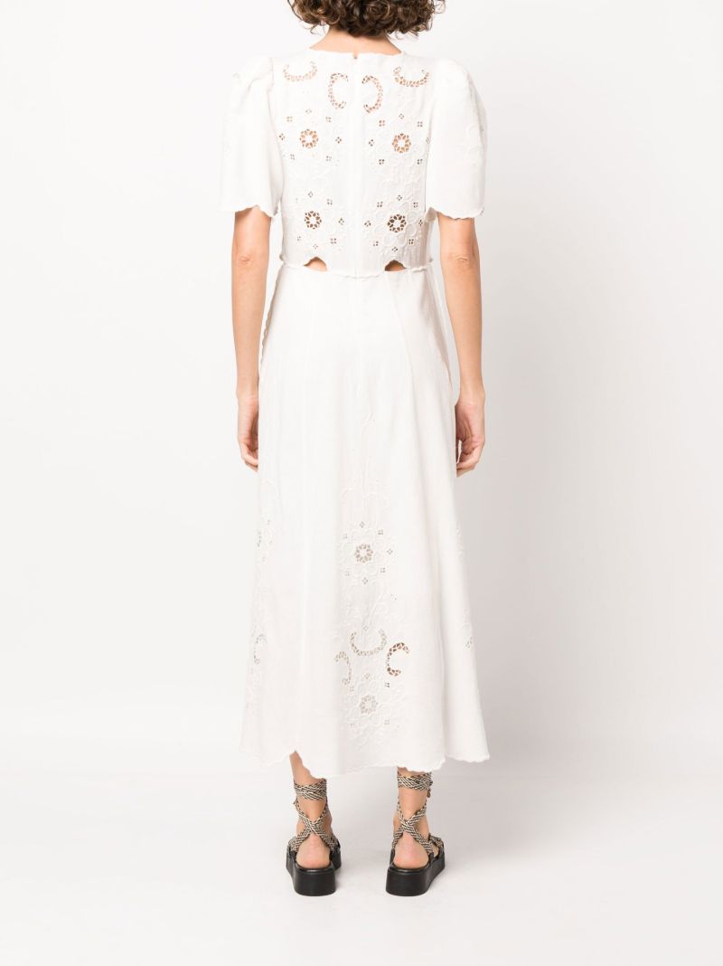 White Kiara Embroidered Midi Dress