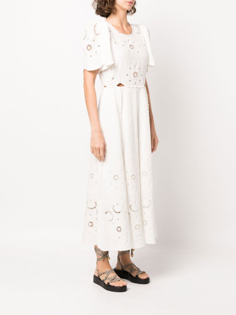 White Kiara Embroidered Midi Dress