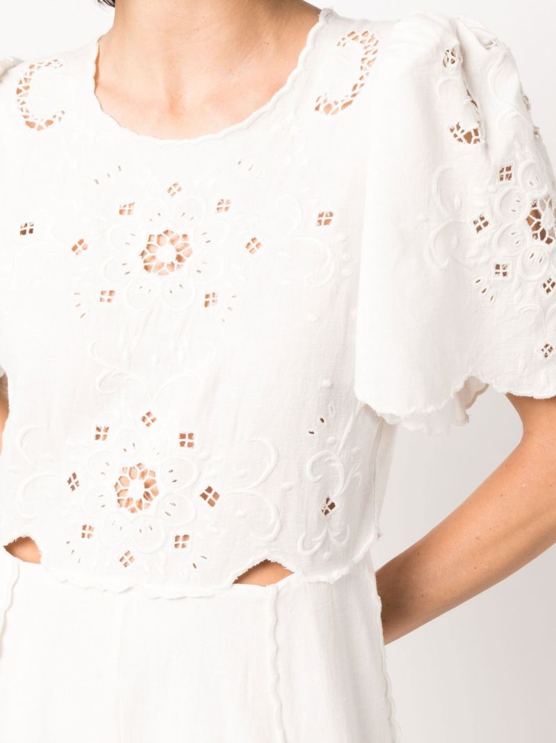 White Kiara Embroidered Midi Dress