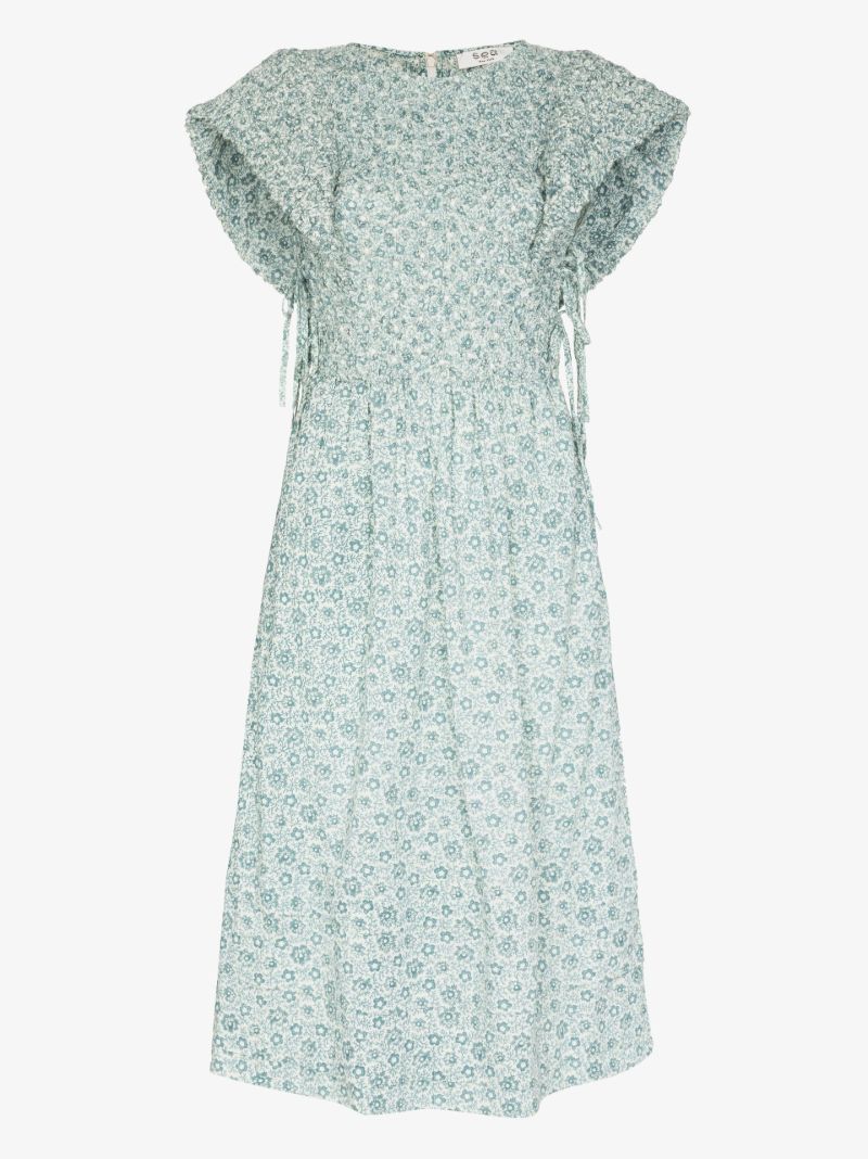 Ida Floral Print Cotton Midi Dress