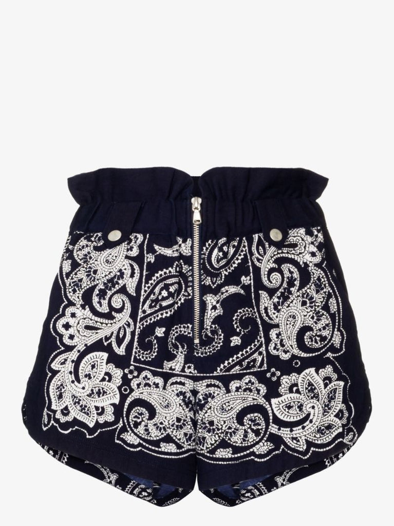 Theodora Paisley Print Cotton Shorts