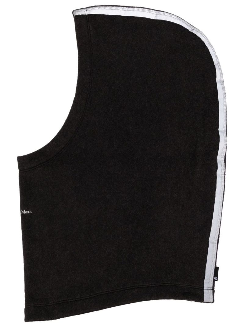 Black Embroidered-slogan Balaclava