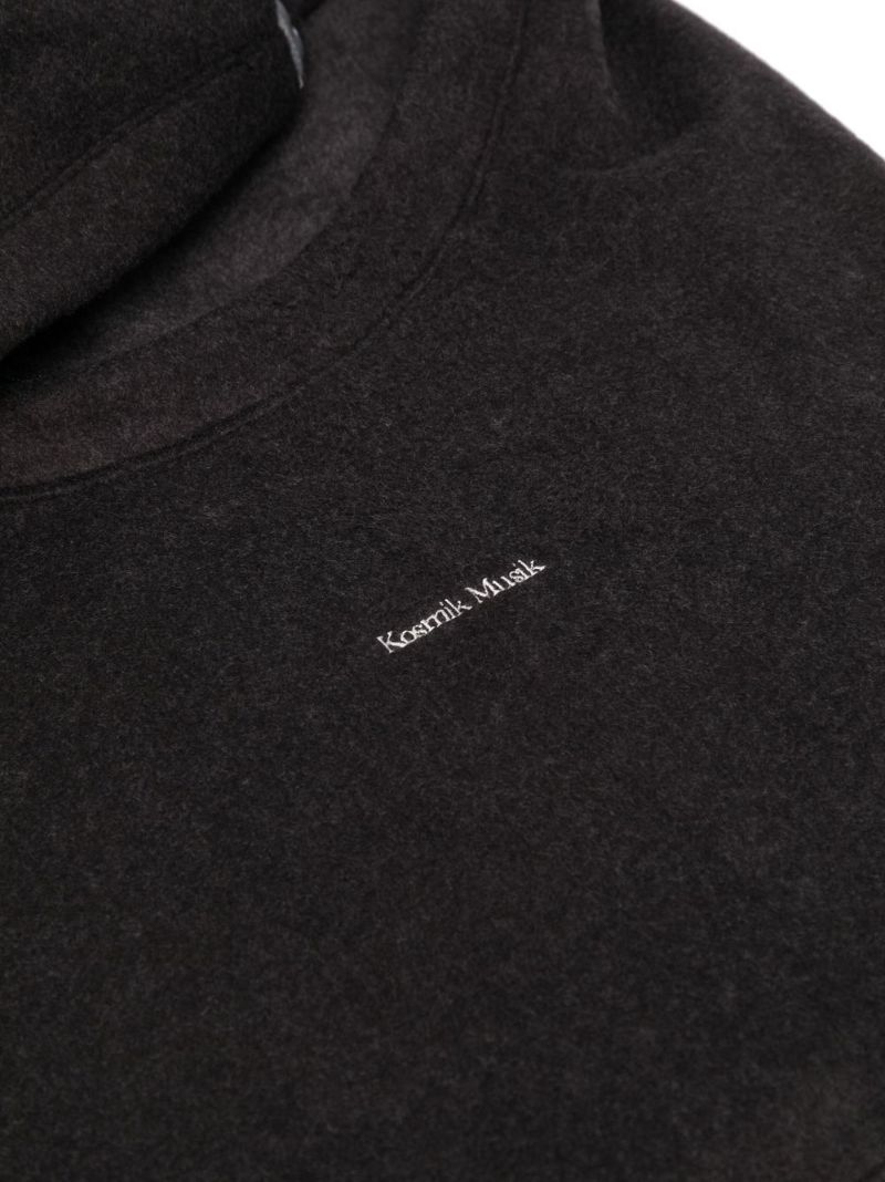 Black Embroidered-slogan Balaclava