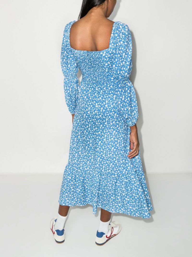Blue Mica Floral Print Midi Dress