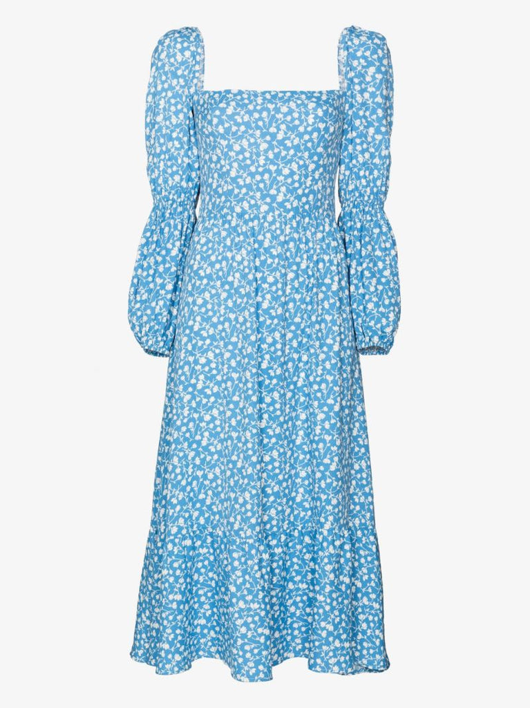 Blue Mica Floral Print Midi Dress