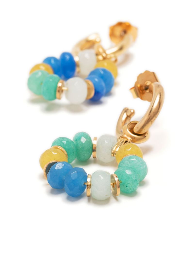 Gold-tone Bead Hoop Earring