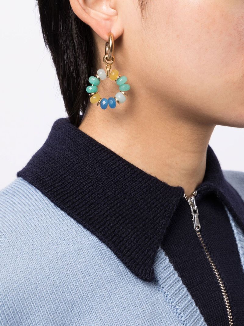 Gold-tone Bead Hoop Earring