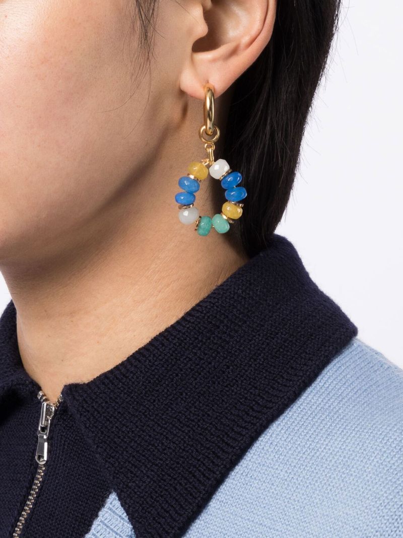 Gold-tone Bead Hoop Earring