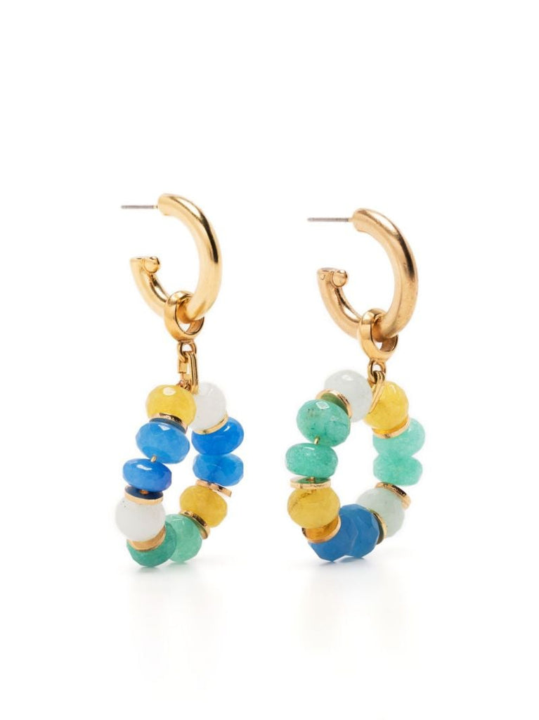 Gold-tone Bead Hoop Earring