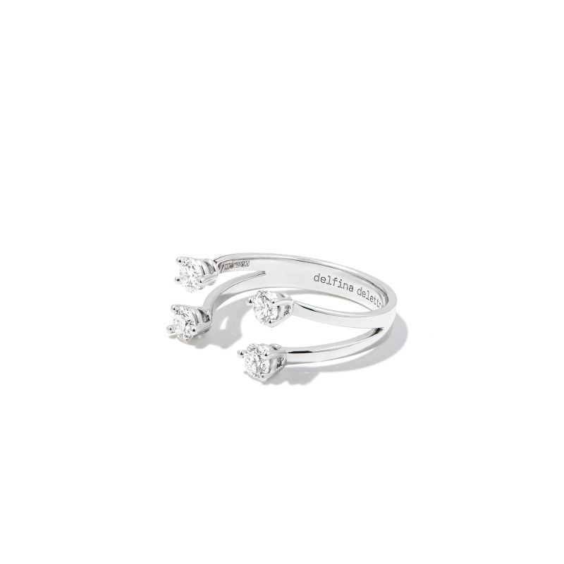 18k White Gold Dots Diamond Ring