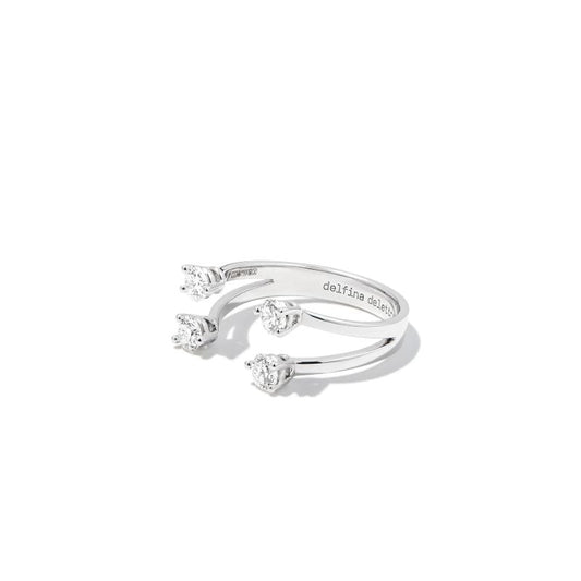 18k White Gold Dots Diamond Ring