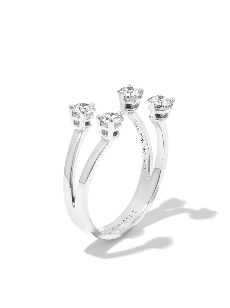 18k White Gold Dots Diamond Ring