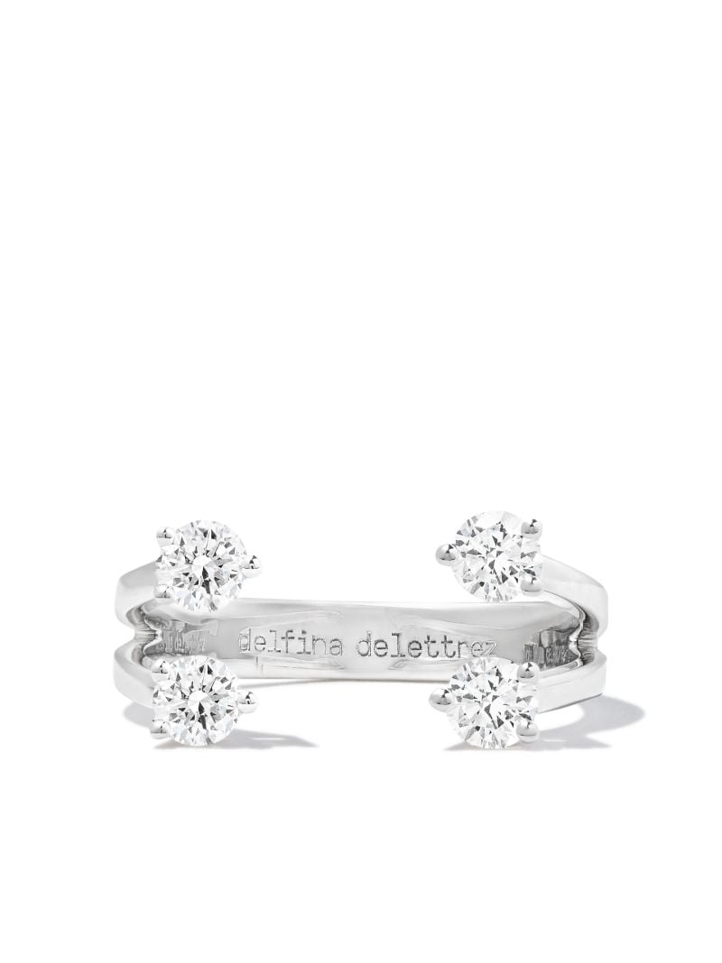 18k White Gold Dots Diamond Ring