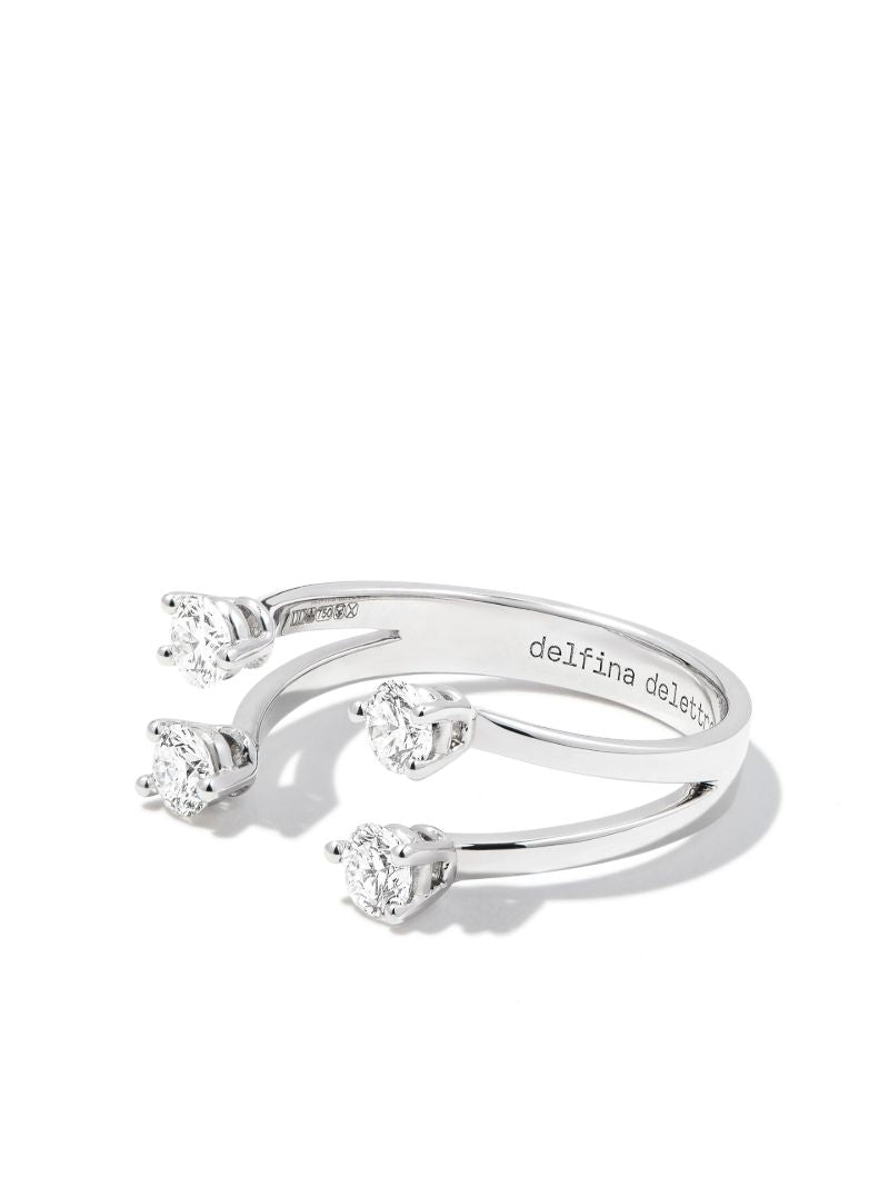 18k White Gold Dots Diamond Ring