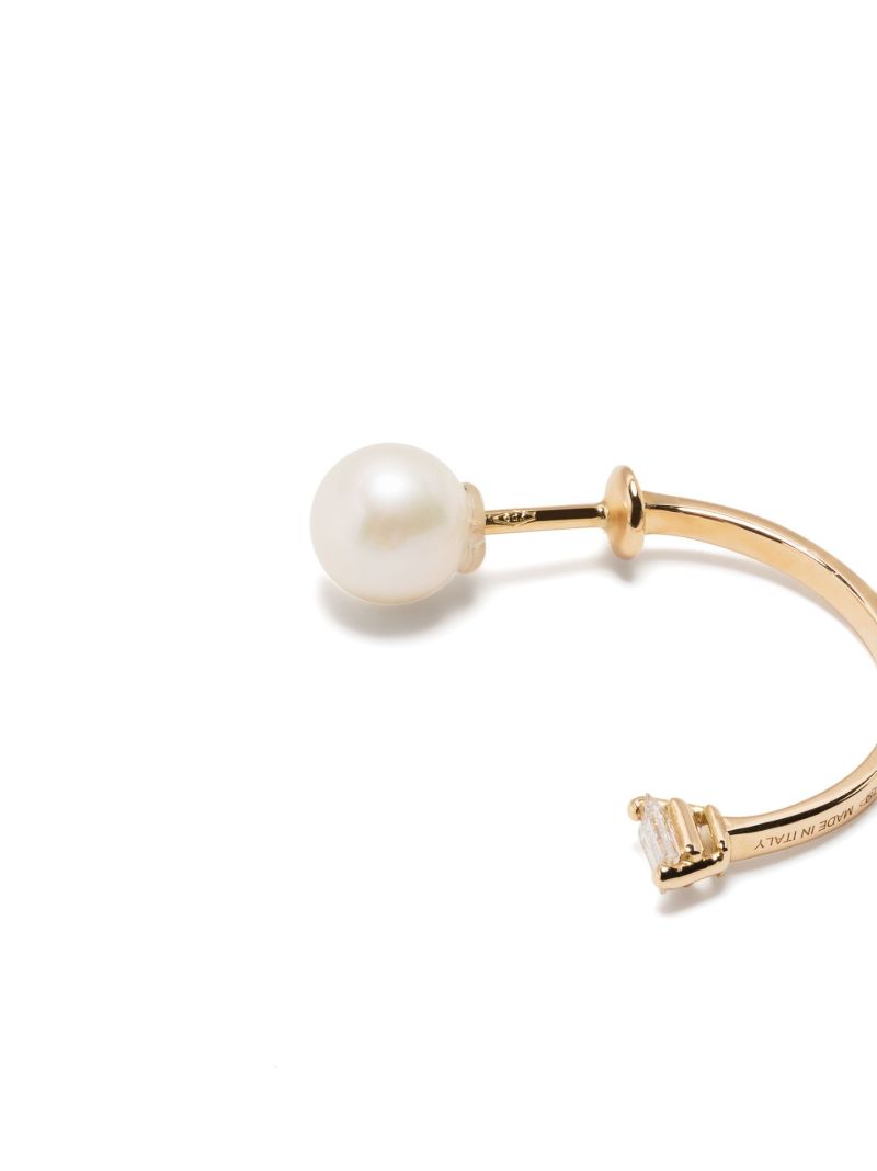 18k Yellow Gold Dots Pearl and Diamond Single Earring