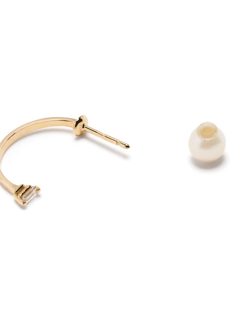 18k Yellow Gold Dots Pearl and Diamond Single Earring