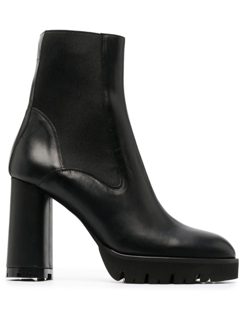Black Caio 100 Platform Leather Ankle Boots