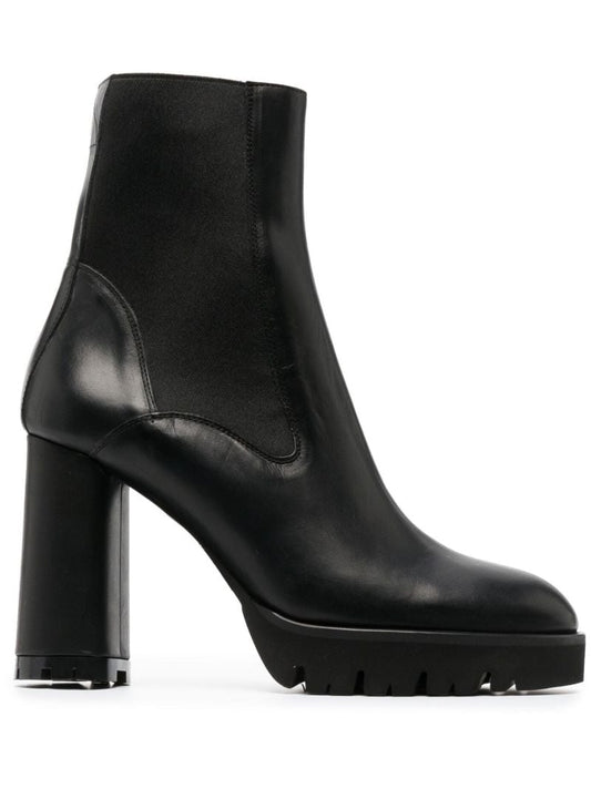 Black Caio 100 Platform Leather Ankle Boots