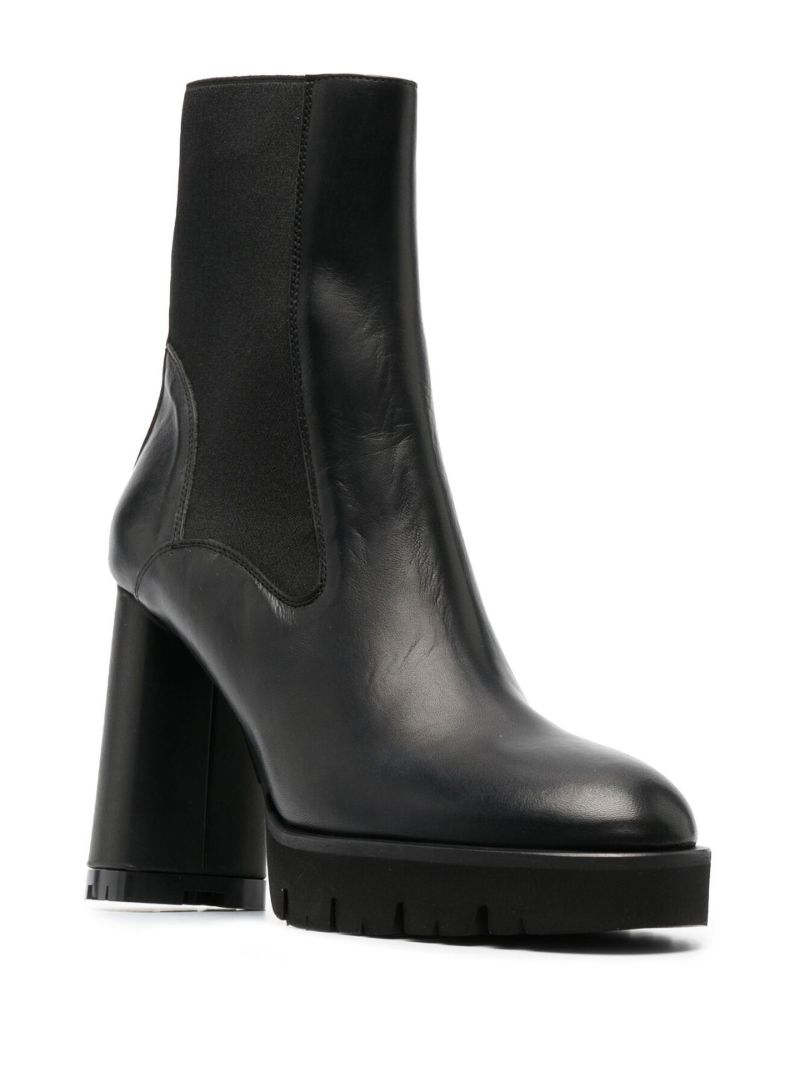 Black Caio 100 Platform Leather Ankle Boots