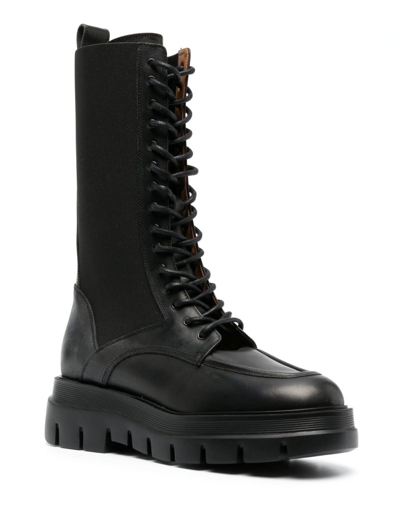 Black Merlo Lace-up Leather Boots