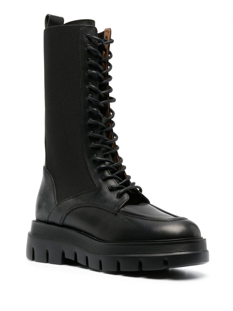 Black Merlo Lace-up Leather Boots