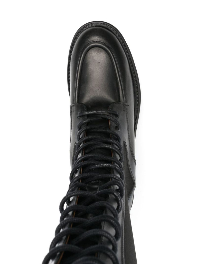 Black Merlo Lace-up Leather Boots