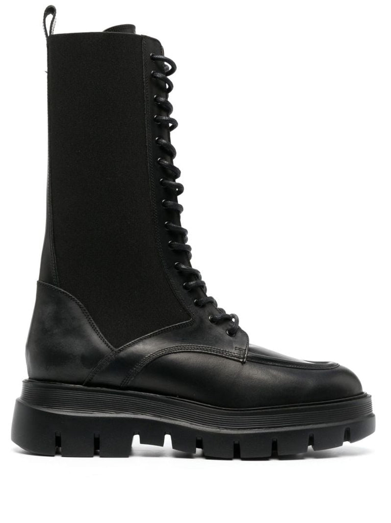Black Merlo Lace-up Leather Boots