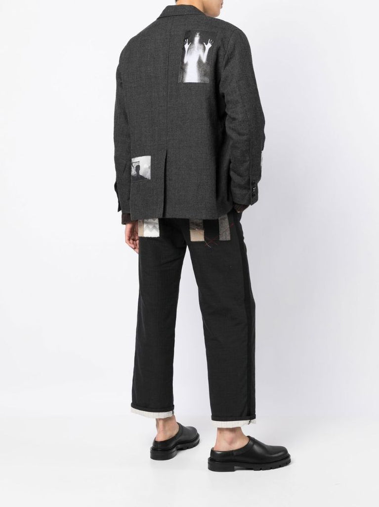 Grey Single-breasted Wool Blazer