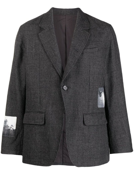 Grey Single-breasted Wool Blazer