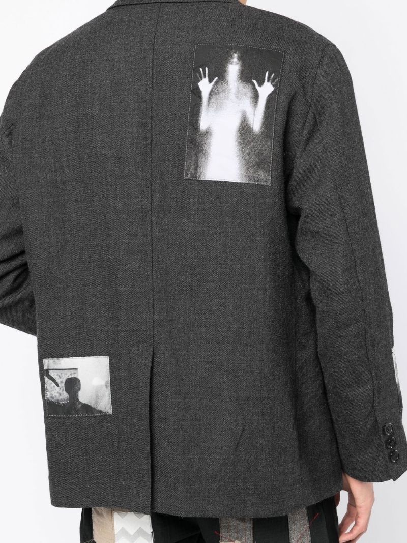 Grey Single-breasted Wool Blazer