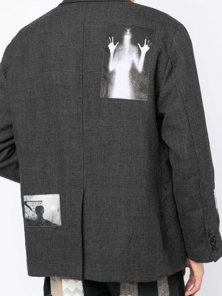 Grey Single-breasted Wool Blazer