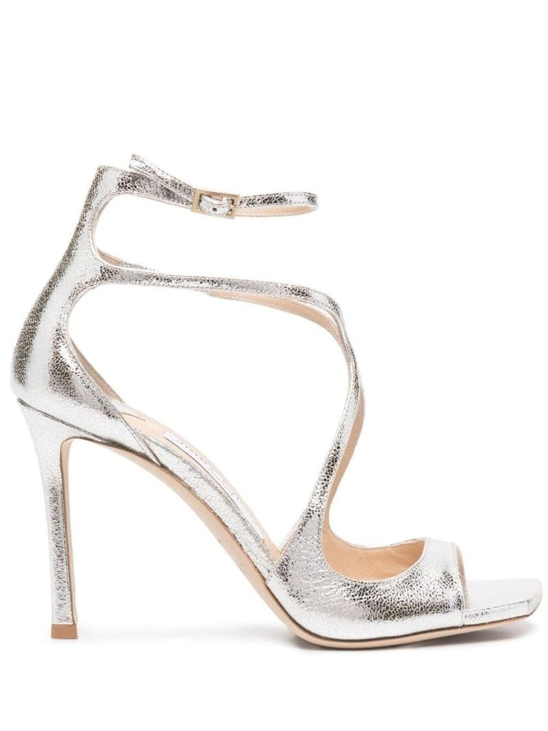 Silver Azia 95mm Leather Sandals