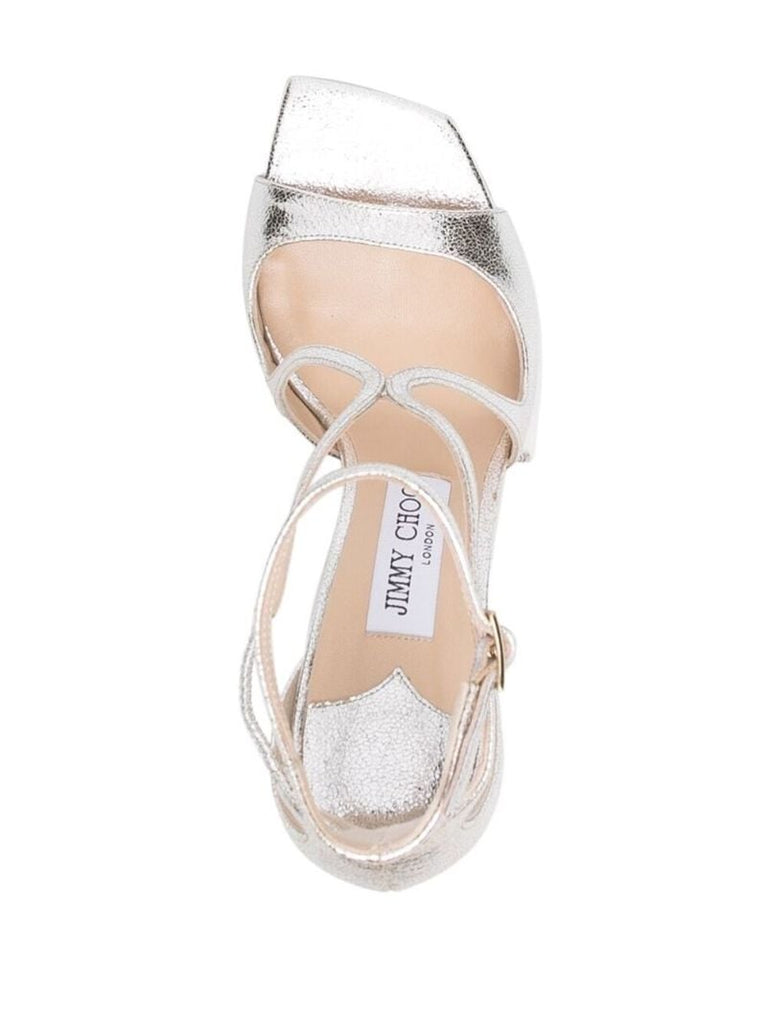 Silver Azia 95mm Leather Sandals