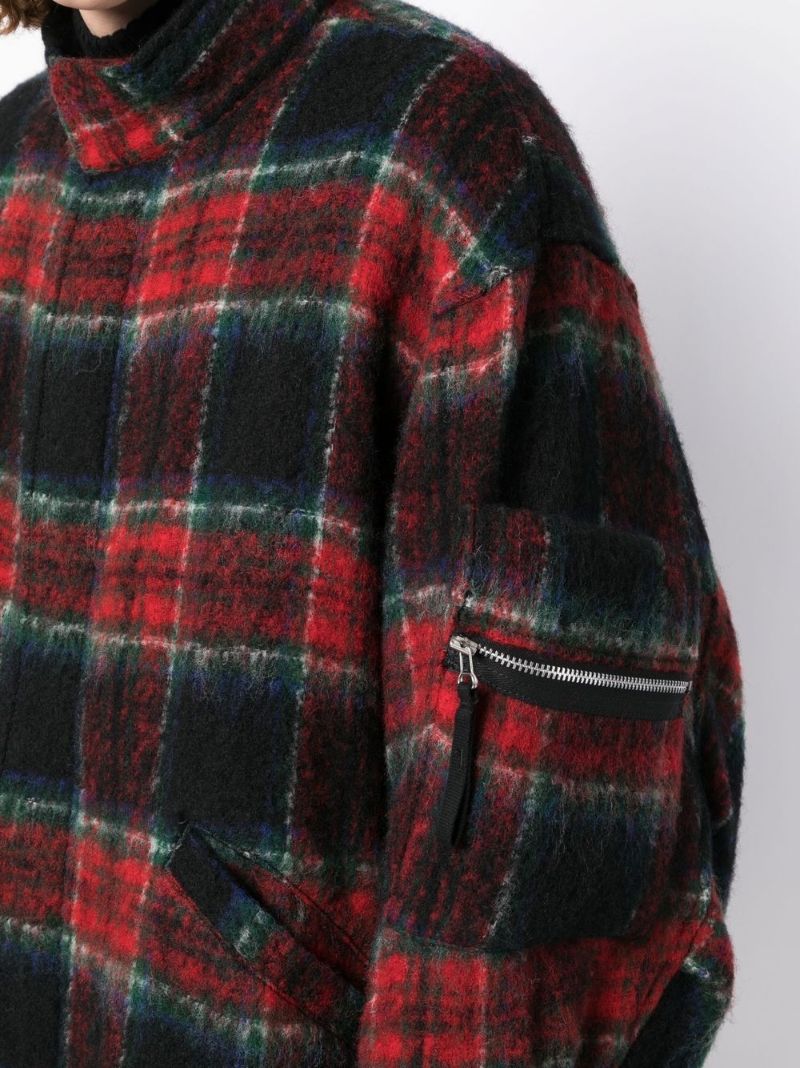 Check Print Single-breasted Wool Coat