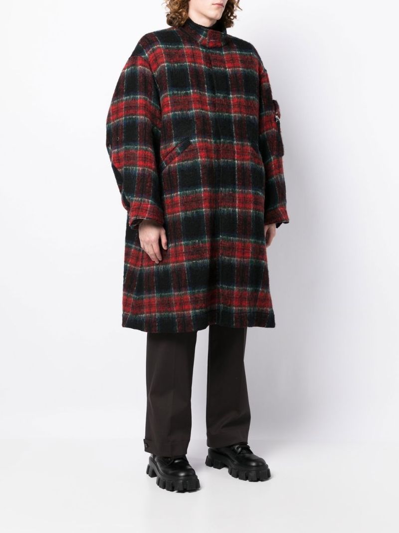 Check Print Single-breasted Wool Coat