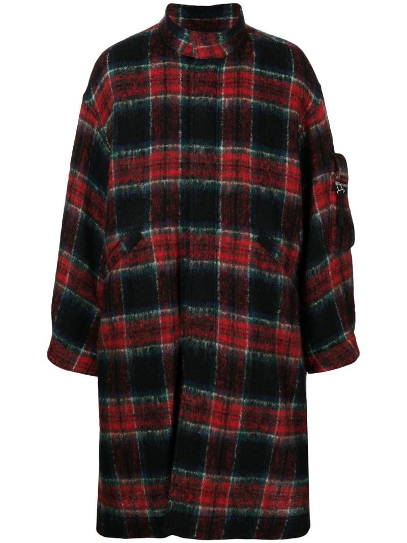 Check Print Single-breasted Wool Coat