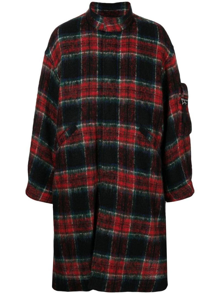 Check Print Single-breasted Wool Coat