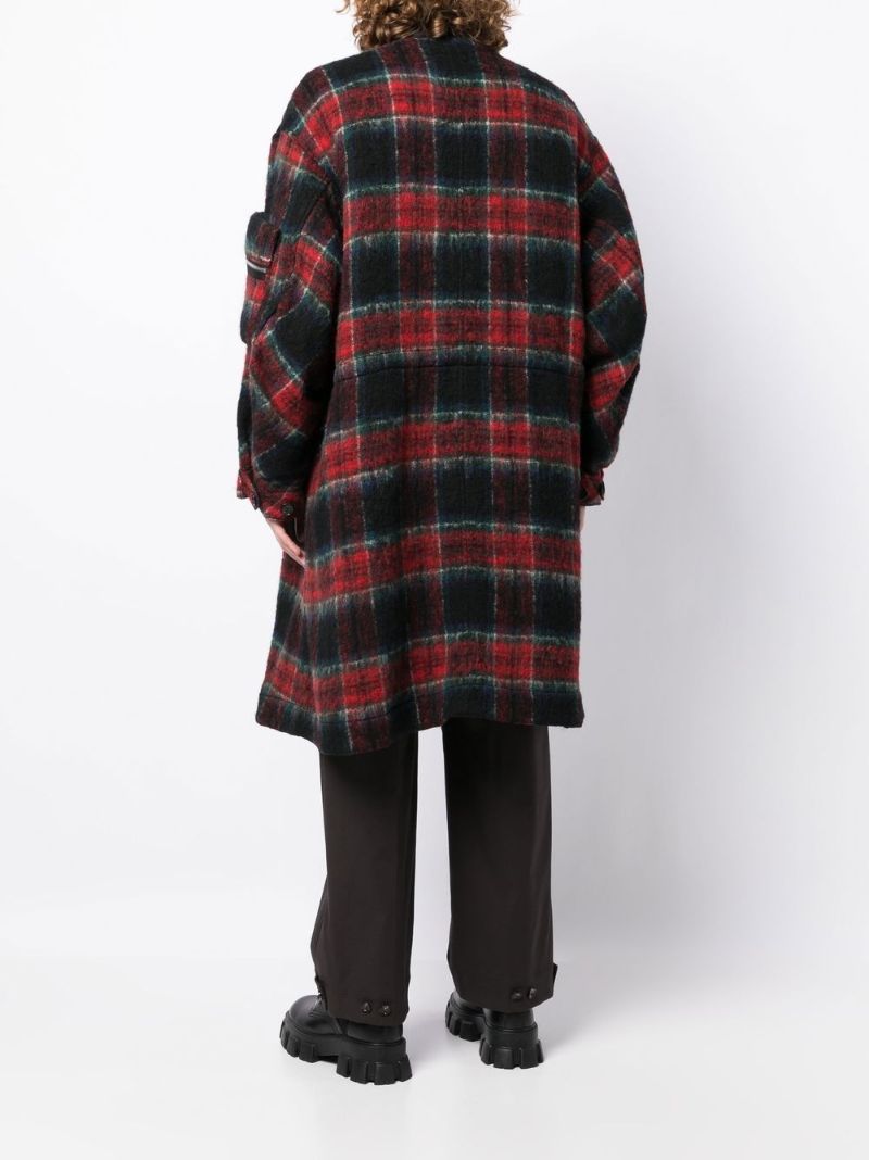 Check Print Single-breasted Wool Coat