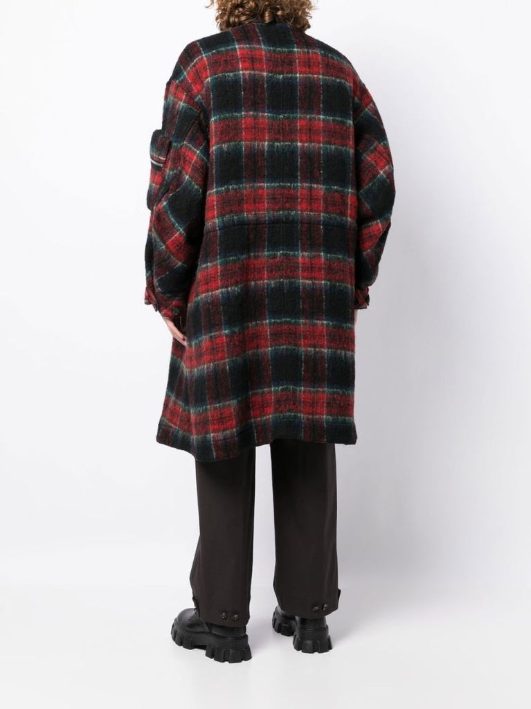 Check Print Single-breasted Wool Coat